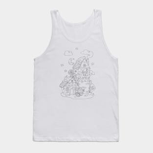 Fairytale castle. Funny princess in the tower.T-shirt for coloring Tank Top